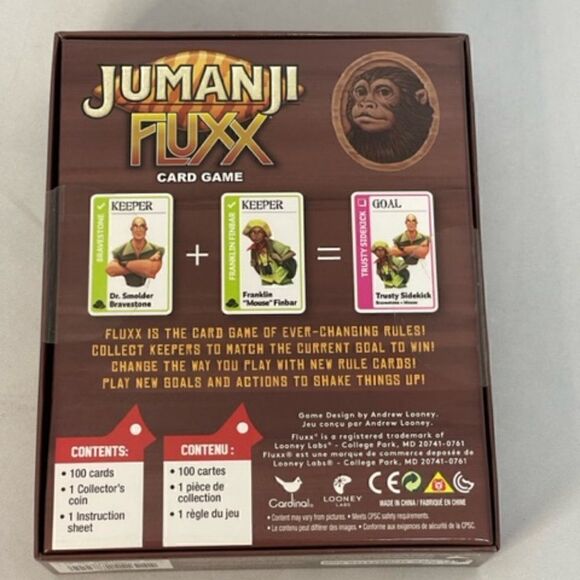 Jumanji Fluxx Card Game with Collector's Coin Inside New Sealed in Box Excellent - Picture 2 of 3